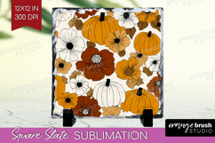 Boho Pumpkin Slate PNG - Coquette Square Slate Sublimation Product Image 1