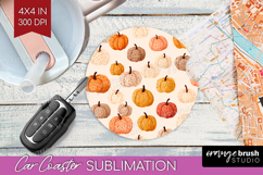 Boho Pumpkin Car Coaster - Coquette Coaster PNG Sublimation Product Image 1