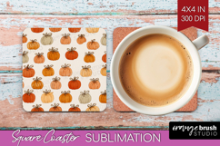 Boho Pumpkin Square Coaster - Coquette Coaster PNG Product Image 1