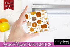 Boho Pumpkin Magnet Sublimation - Coquette Square Magnet PNG Product Image 1