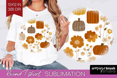 Boho Pumpkin Round Tshirt Background - Coquette PNG Product Image 1