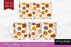 Boho Pumpkin Mug Wrap - Coquette Mug PNG Sublimation Product Image 1