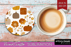 Boho Pumpkin Round Coaster - Coquette Coaster PNG Product Image 1