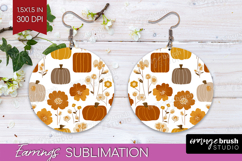 Boho Pumpkin Round Earrings - Coquette PNG Sublimation Product Image 1