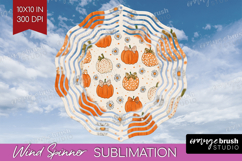 Boho Pumpkin Wind Spinner Sublimation PNG - Coquette Round Product Image 1
