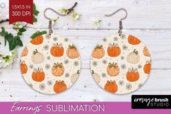 Boho Pumpkin Round Earrings - Coquette PNG Sublimation Product Image 1