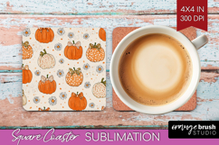 Boho Pumpkin Square Coaster - Coquette Coaster PNG Product Image 1