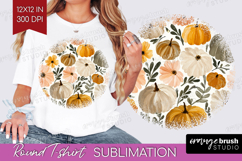 Boho Pumpkin Round Tshirt Background - Coquette PNG Product Image 1
