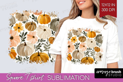 Boho Pumpkin Square Tshirt Background - Coquette PNG Product Image 1