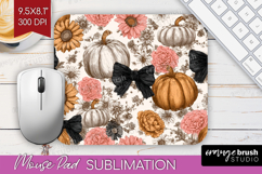 Boho Pumpkin Mouse Pad Sublimation - Coquette Mousepad PNG Product Image 1