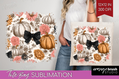 Boho Pumpkin Tote Bag - Coquette Tote Bag PNG Sublimation Product Image 1