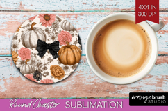 Boho Pumpkin Round Coaster - Coquette Coaster PNG Product Image 1