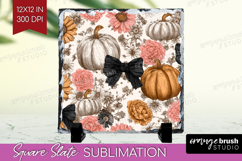 Boho Pumpkin Slate PNG - Coquette Square Slate Sublimation Product Image 1