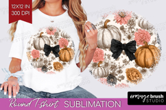 Boho Pumpkin Round Tshirt Background - Coquette PNG Product Image 1