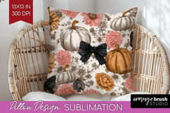 Boho Pumpkin Pillow Sublimation - Coquette Pillow Cover PNG Product Image 1
