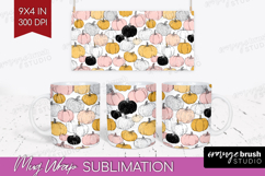 Boho Pumpkin Mug Wrap - Coquette Mug PNG Sublimation Product Image 1