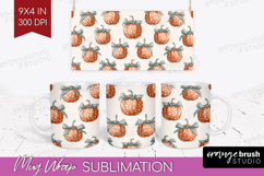 Boho Pumpkin Mug Wrap - Coquette Mug PNG Sublimation Product Image 1