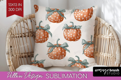 Boho Pumpkin Pillow Sublimation - Coquette Pillow Cover PNG Product Image 1