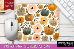 Boho Pumpkin Mouse Pad Sublimation - Coquette Mousepad PNG Product Image 1
