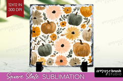 Boho Pumpkin Slate PNG - Coquette Square Slate Sublimation Product Image 1