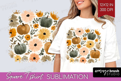 Boho Pumpkin Square Tshirt Background - Coquette PNG Product Image 1