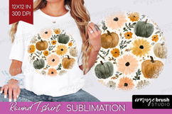 Boho Pumpkin Round Tshirt Background - Coquette PNG Product Image 1