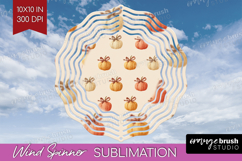 Boho Pumpkin Wind Spinner Sublimation PNG - Coquette Round Product Image 1