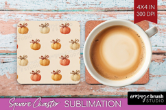 Boho Pumpkin Square Coaster - Coquette Coaster PNG Product Image 1