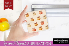 Boho Pumpkin Magnet Sublimation - Coquette Square Magnet PNG Product Image 1