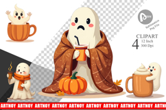 Boho Pumpkin Ghosts Clipart Product Image 1