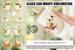 Glass Can Boho Pumpkin Ghosts Product Image 1