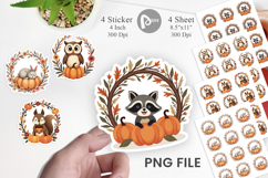 Boho Pumpkin Critters Sticker Product Image 1