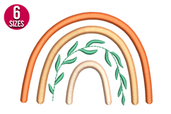 Boho Rainbow with Leaves Machine Embroidery Design Product Image 1