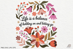 Boho Retro Flowers with Quotes SVG PNG Product Image 1
