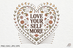 Boho Retro Flowers with Quotes SVG PNG Product Image 1