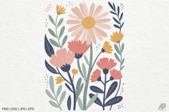 Boho Retro Flower Sublimation SVG PNG Product Image 1