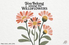 Boho Retro Flowers with Quotes SVG PNG Product Image 1