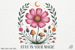 Boho Retro Flowers with Quotes SVG PNG Product Image 1