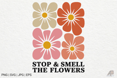 Boho Retro Flowers with Quotes SVG PNG Product Image 1