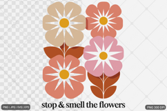Boho Retro Flowers with Quotes SVG PNG Product Image 1