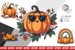 Boho Retro Pumpkin Clipart Product Image 1