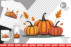 Boho Retro Pumpkin Clipart Product Image 1