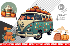 Boho Retro Pumpkin Clipart Product Image 1