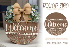 Blooming Florals Welcome Round Porch Sign Laser Cut SVG Product Image 1