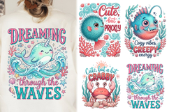 Boho sea creatures sublimation PNG Product Image 1