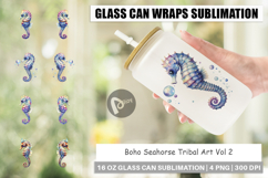 Boho Seahorse Tribal Glass Can Product Image 1