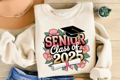 Boho Senior 2025 PNG, Pink Senior PNG, Glitter Senior 2025 Product Image 2
