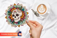 Boho Skull Flower Sticker, Floral Design Sticker Product Image 1