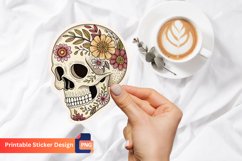 Boho Skull Flower Sticker, Floral Design Sticker Product Image 1