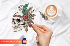 Boho Skull Sticker, Skull Art Stickers, Boho Style Skull Product Image 1